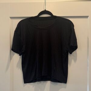 Lululemon mesh workout t shirt boxy crop black top